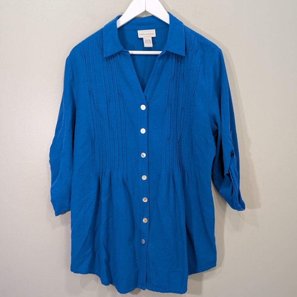 Soft Surroundings Tunic Dress Blouse Lagenlook Coastal Classic Layer Size M